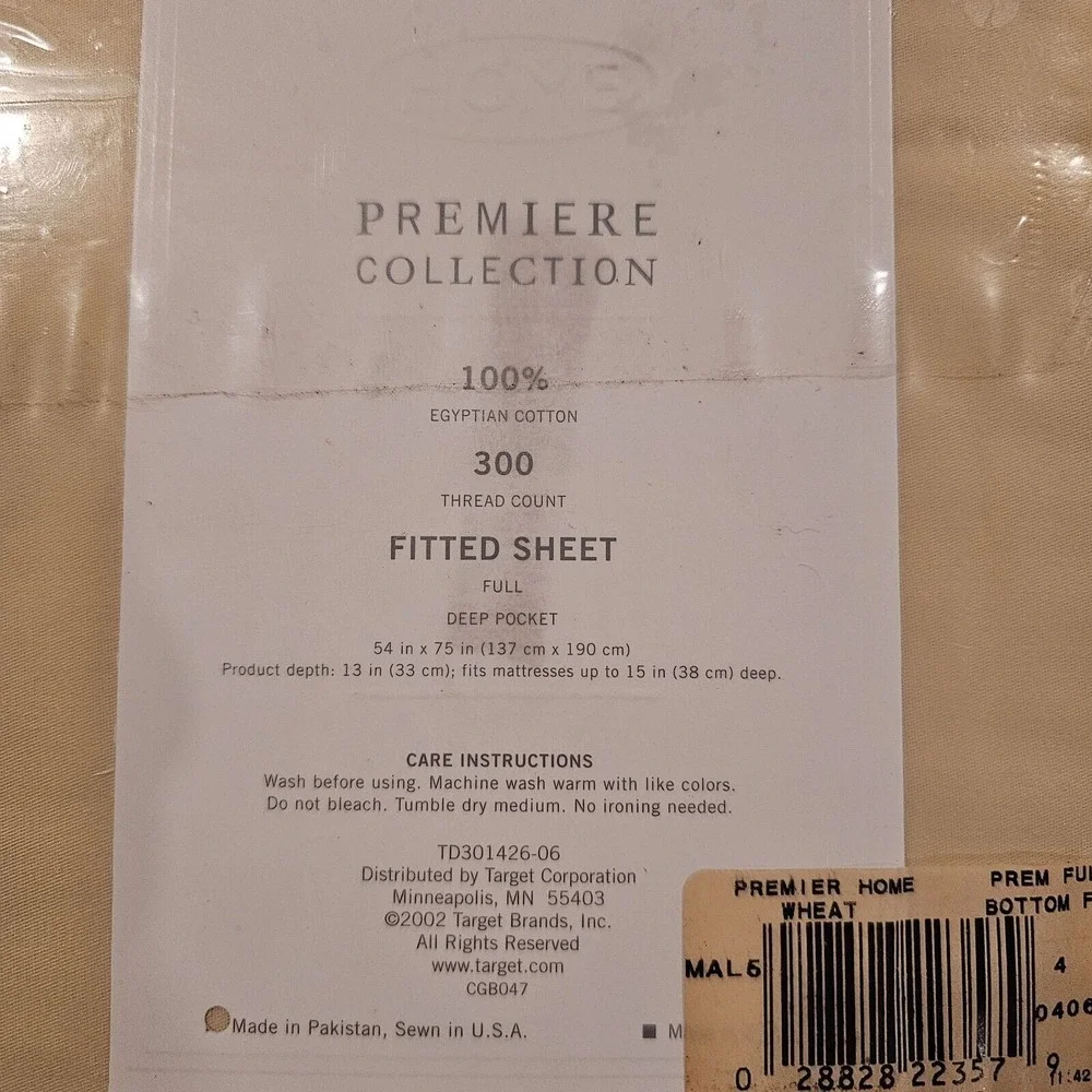 Target Home Premiere Collection Full Flat Bed Sheet Egyptian Cotton Wheat